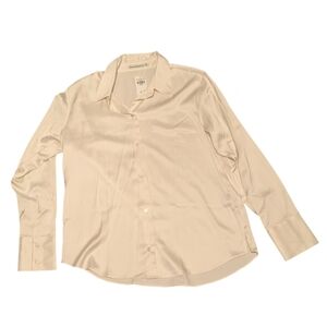 Abercrombie Long Sleeve Satin Button-Up Shirt Blouse White Size Medium NWT